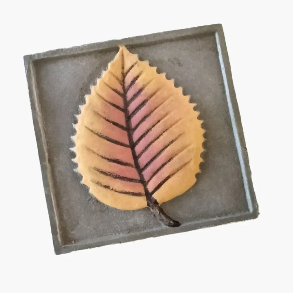 Autumn Leaf Design Coasters Trivet Maple Oak Elm 4x4 inch Set Of 3